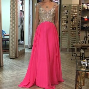 Elegant Bright Pink Evening Gown